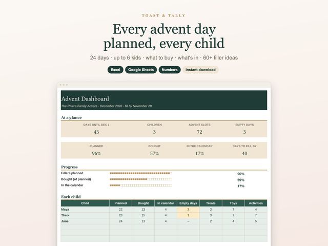 Advent Calendar Filler Planner