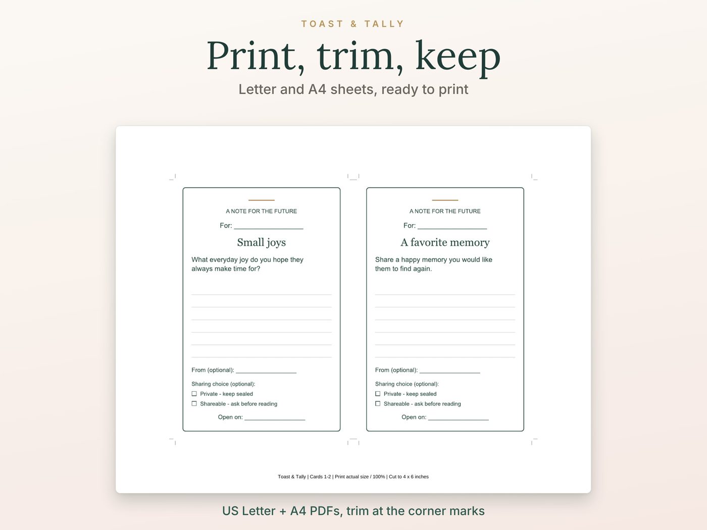 Bridal Shower Advice Time Capsule Card Kit photo 1