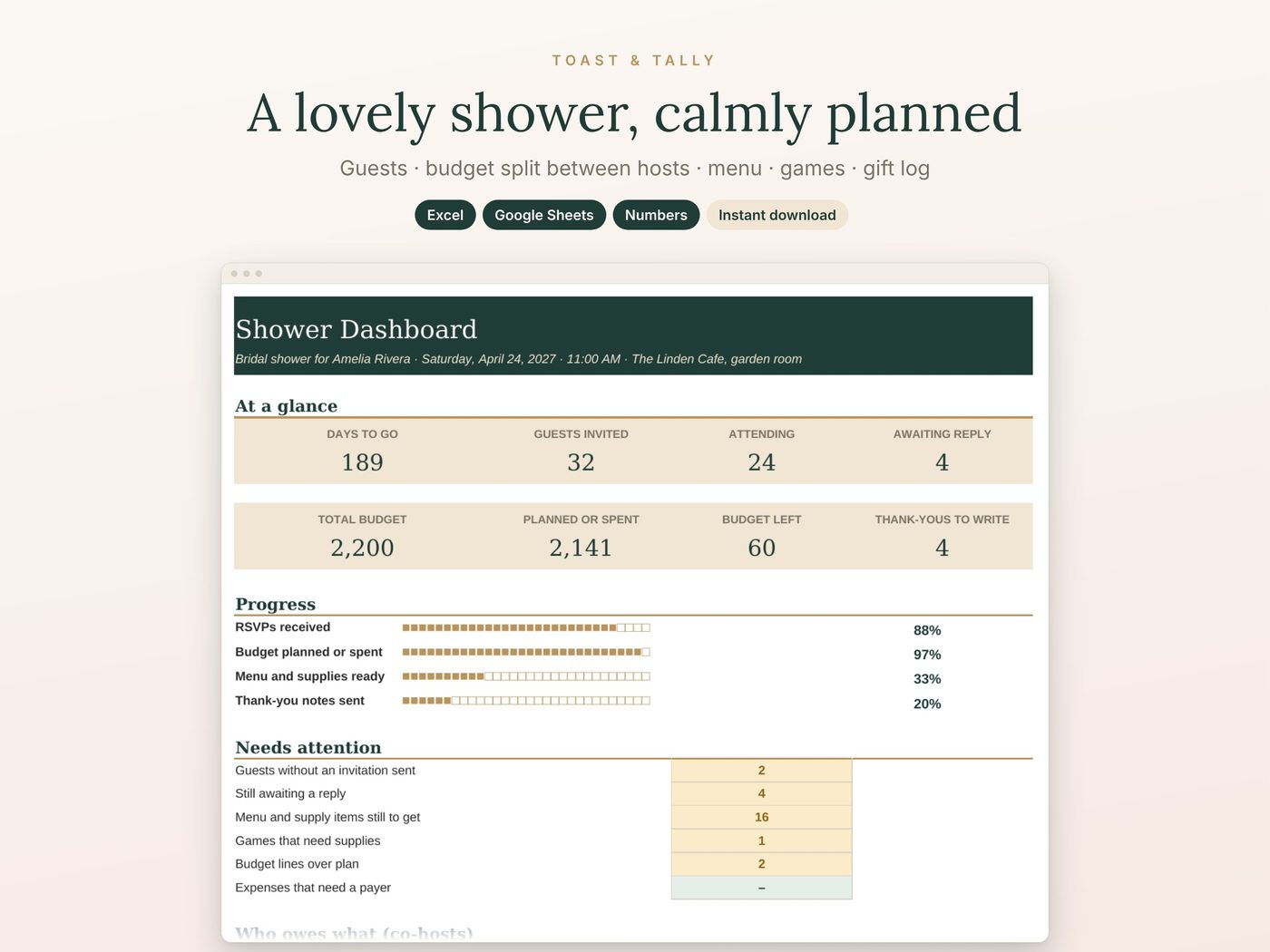 A lovely shower, calmly planned