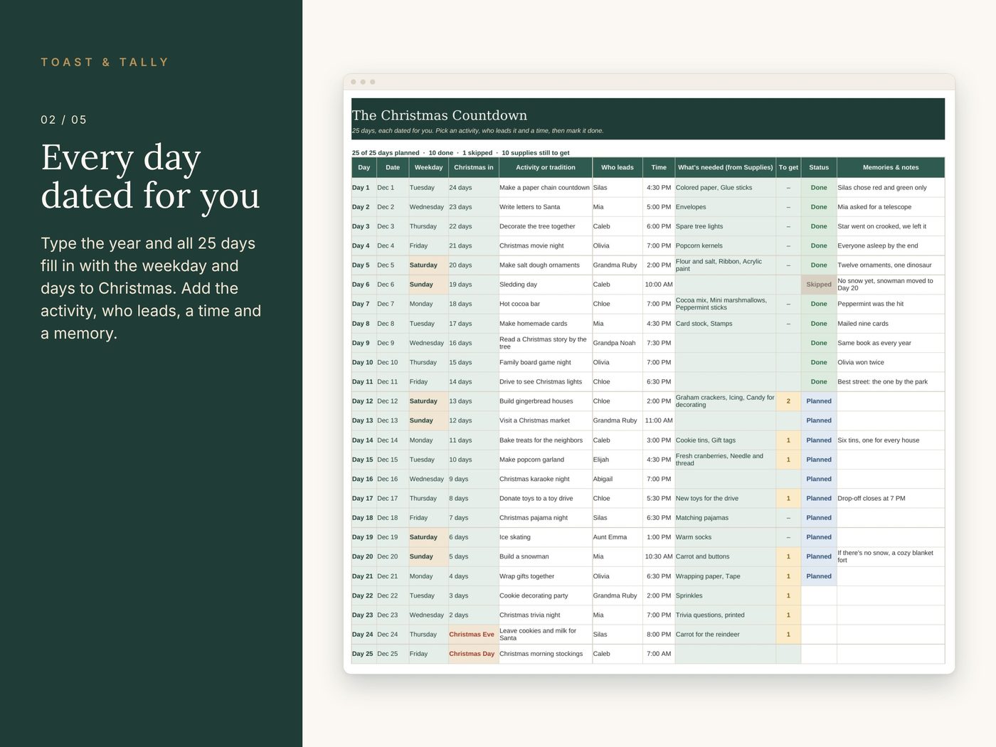 Christmas Countdown & Family Traditions Planner photo 2