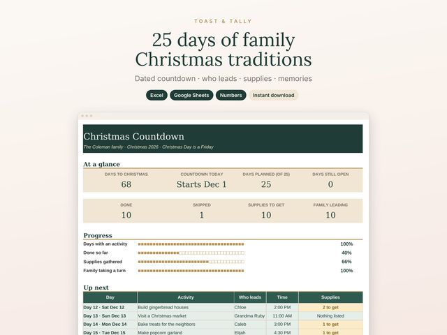 Christmas Countdown & Family Traditions Planner