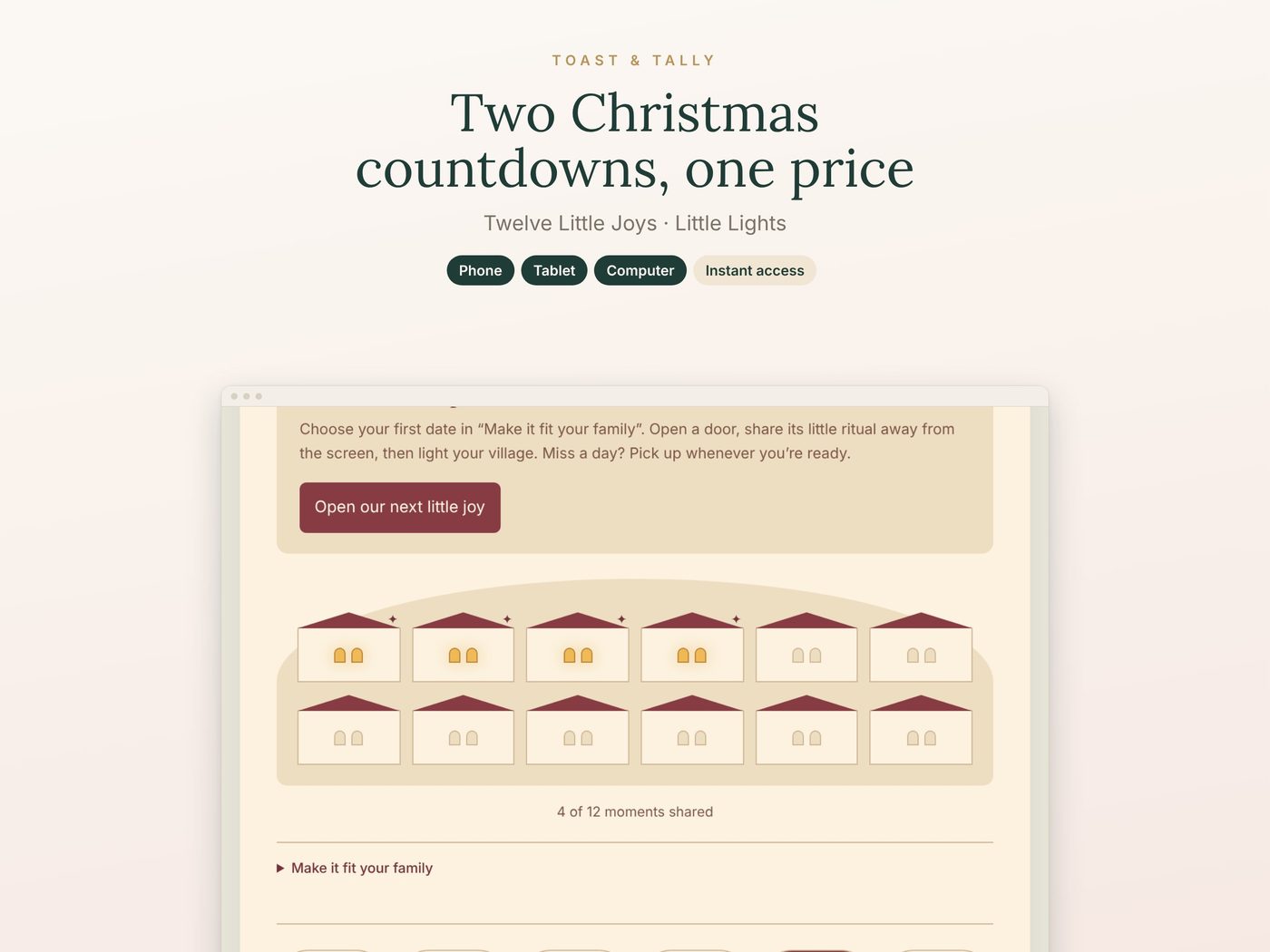 Two Christmas countdowns, one price