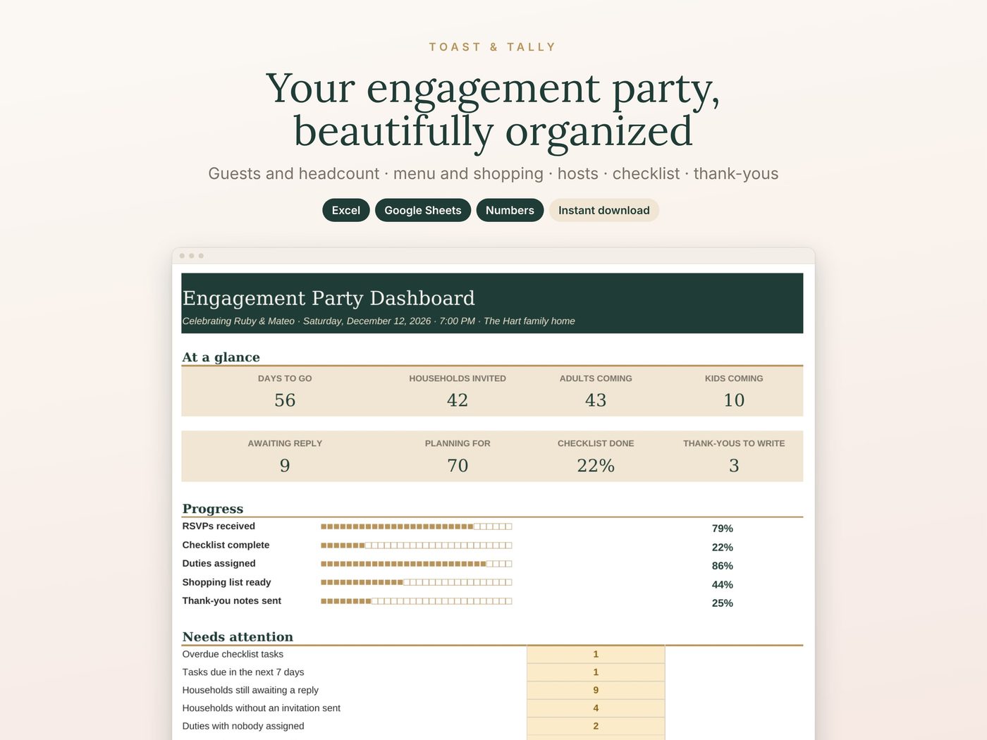 Your engagement party, beautifully organized