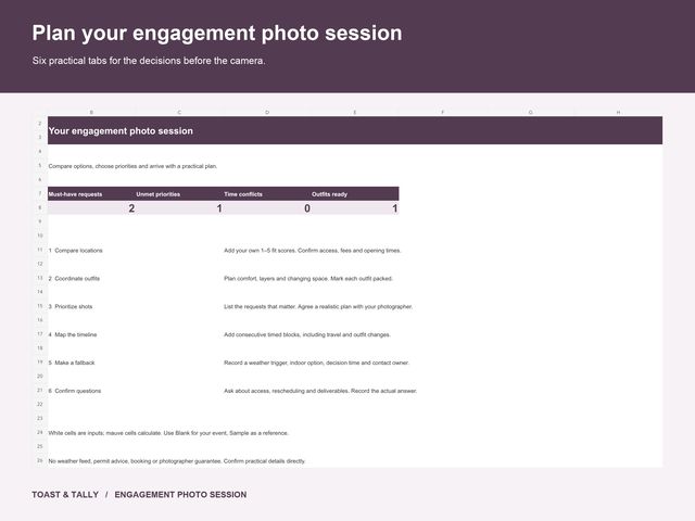 Engagement Photo Session Planner