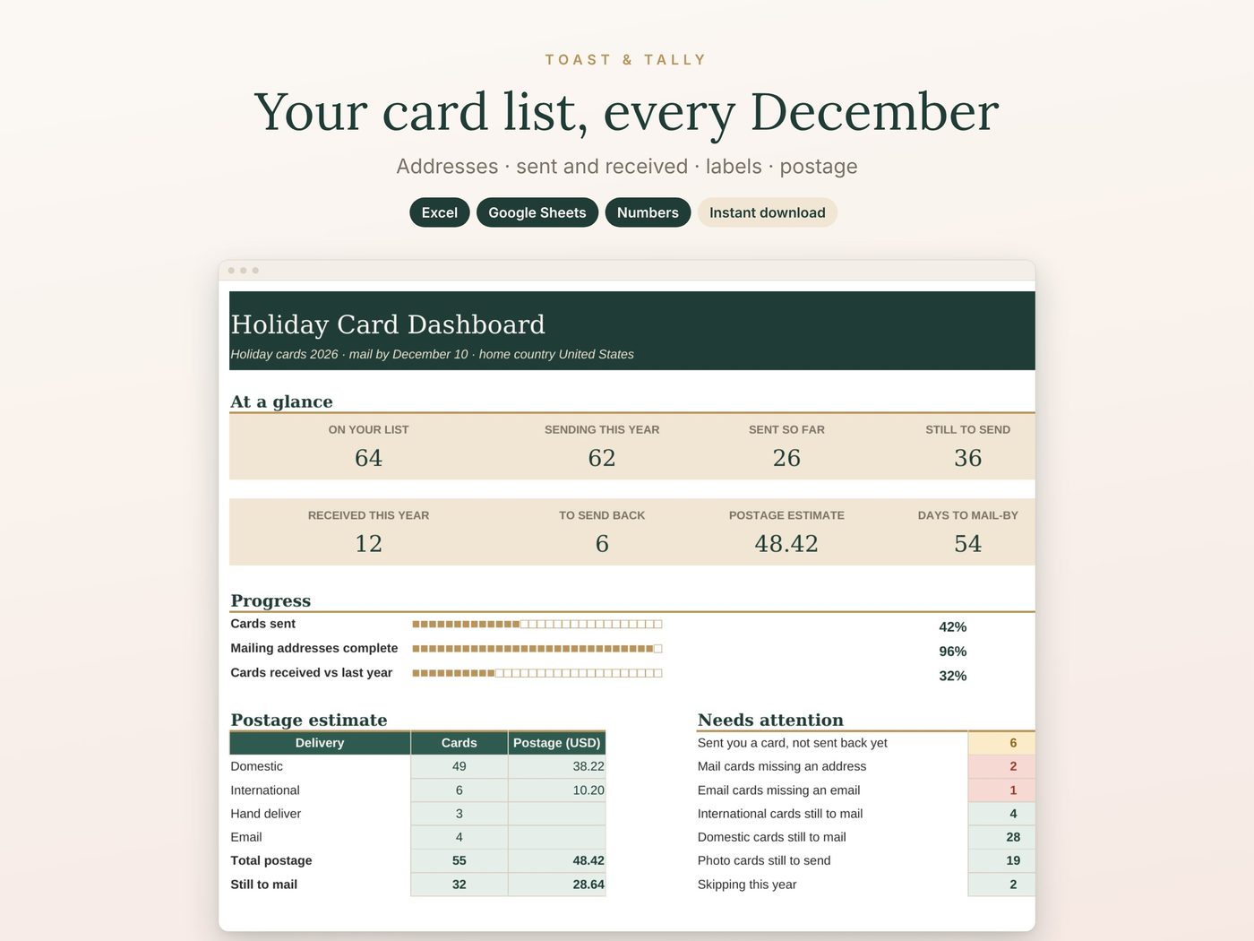 Your card list, every December