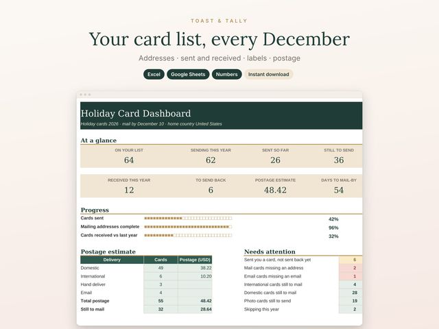 Holiday Card & Address List Tracker