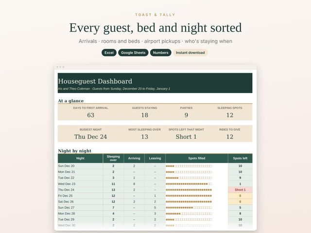 Holiday Houseguest Planner