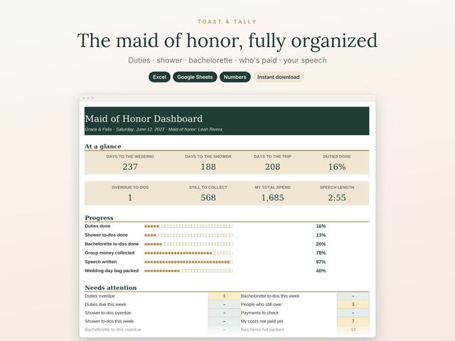 Maid of Honor Planner