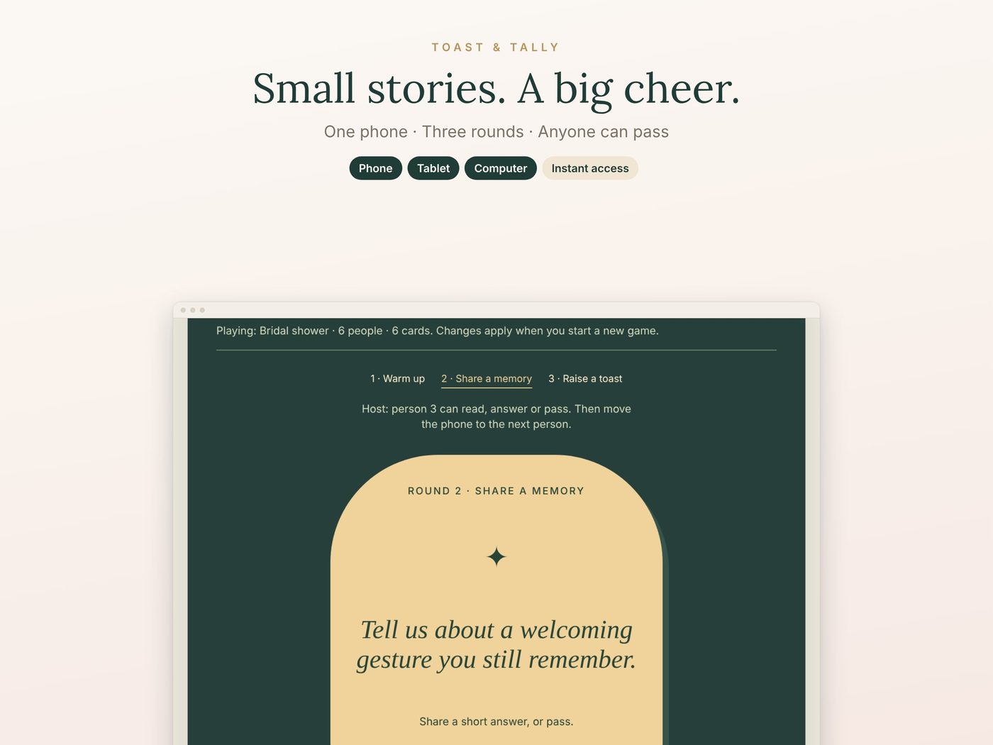 Small stories. A big cheer.