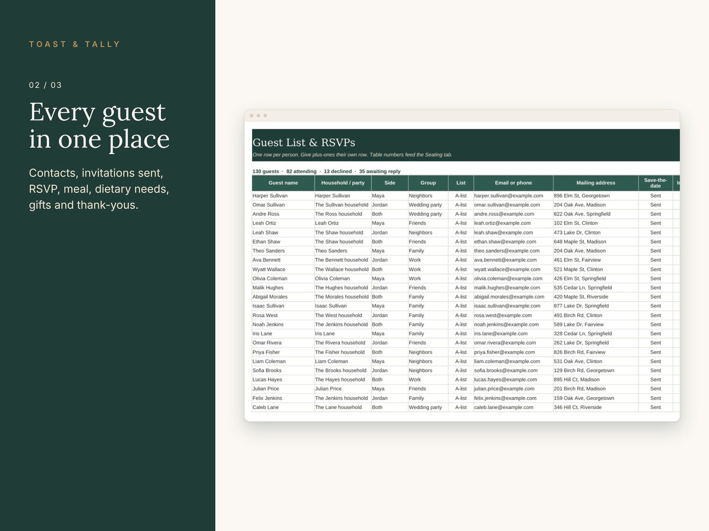 Wedding Guest List, RSVP & Seating Chart photo 2