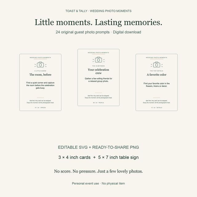 Wedding Guest Photo Challenge Cards