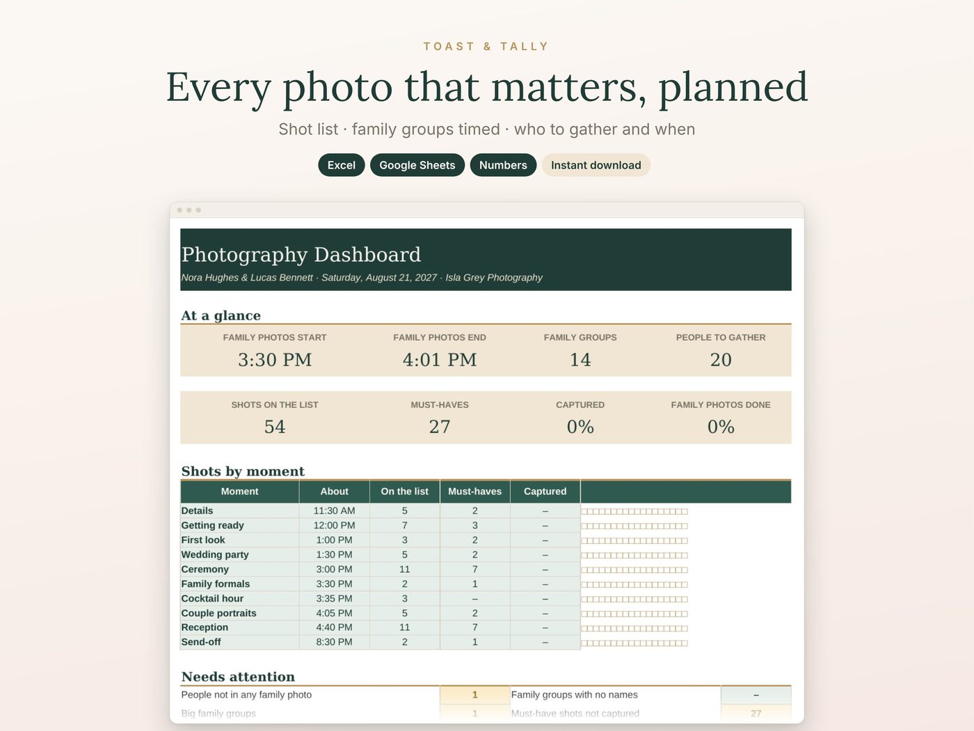 Every photo that matters, planned