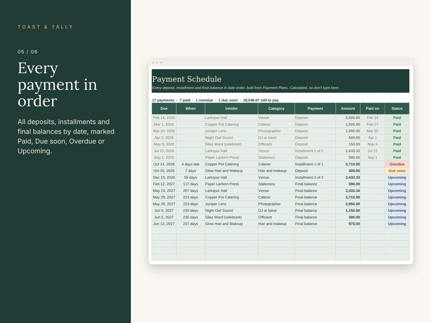 Wedding Vendor Tracker photo 5