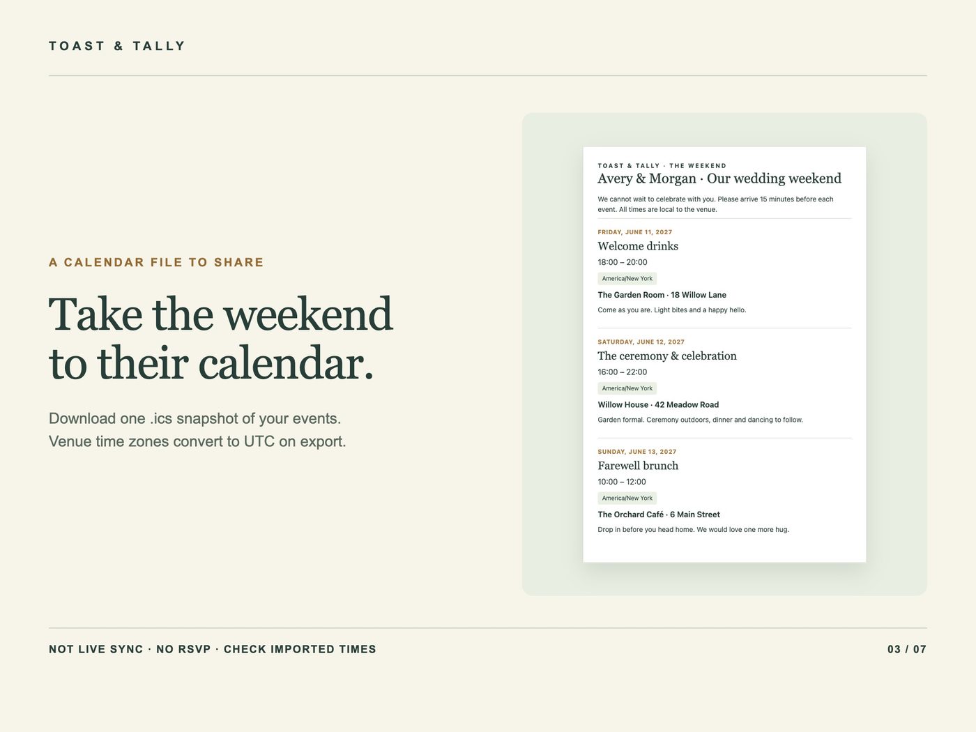 Wedding Weekend Calendar Builder photo 2